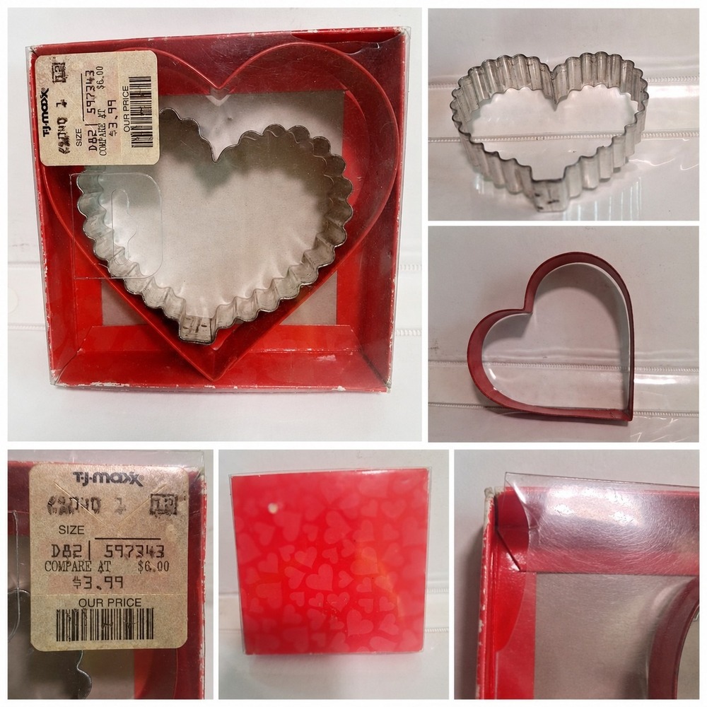 Vintage Giant Heart Cookie Cutter Pie Crust Cutter TJ Maxx Original Package